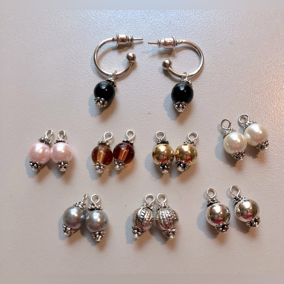 Pierced Hoop Earrings w/8 sets of Colorful Beads - Picture 7 of 7